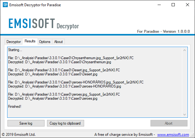 paradise ransomware decryptor decryption